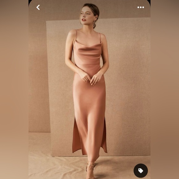 BHLDN Cali Satin Cowl-Neck Midi Slip Dress - Picture 3 of 4